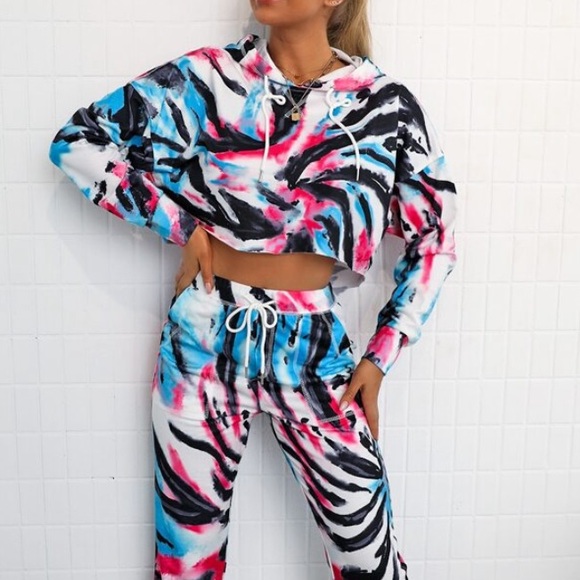 Tie dye hoodie and pants set